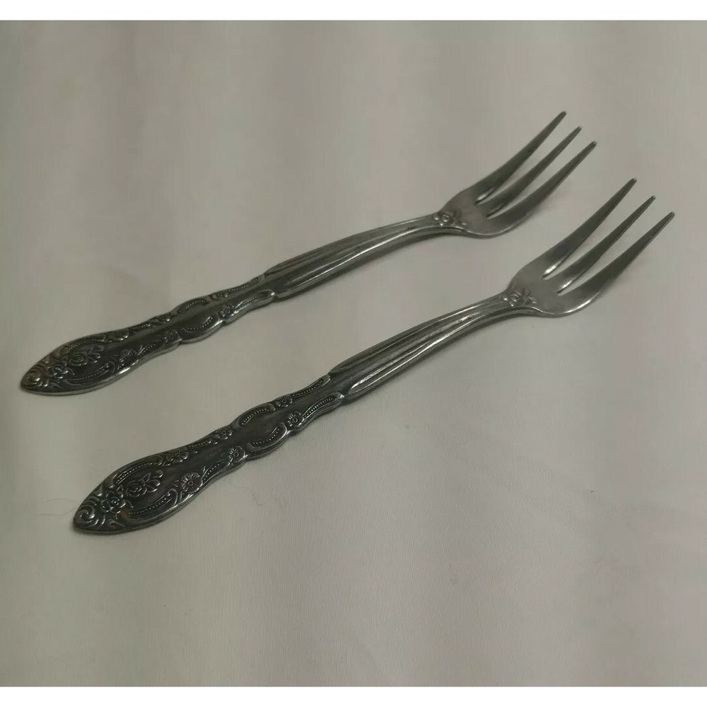 PAIR 2 National Stainless NANCY STAINLESS Seafood Cocktail Fork 7742074